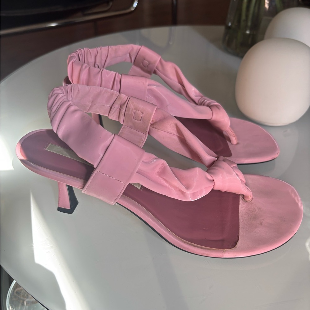 Zara Pink Knotted Heeled Sandals 38/ 7.5